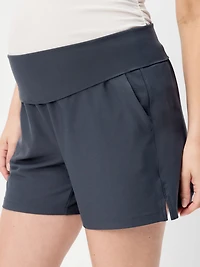 Maternity Rollover-Waist PowerSoft Shorts - 5-inch inseam