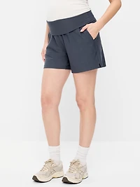Maternity Rollover-Waist PowerSoft Shorts - 5-inch inseam