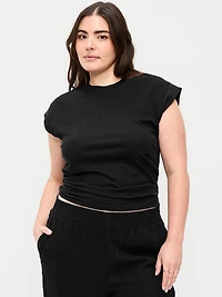 Cap-Sleeve Cinch-Waist Top