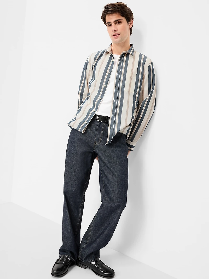 Classic Fit Everyday Striped Poplin Shirt