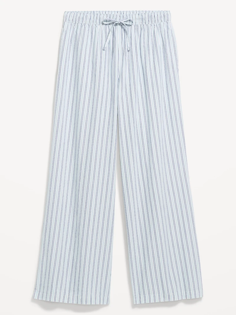 Poplin Wide-Leg Pajama Pants