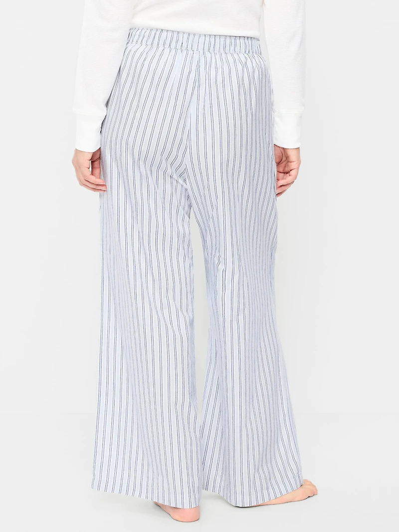Poplin Wide-Leg Pajama Pants