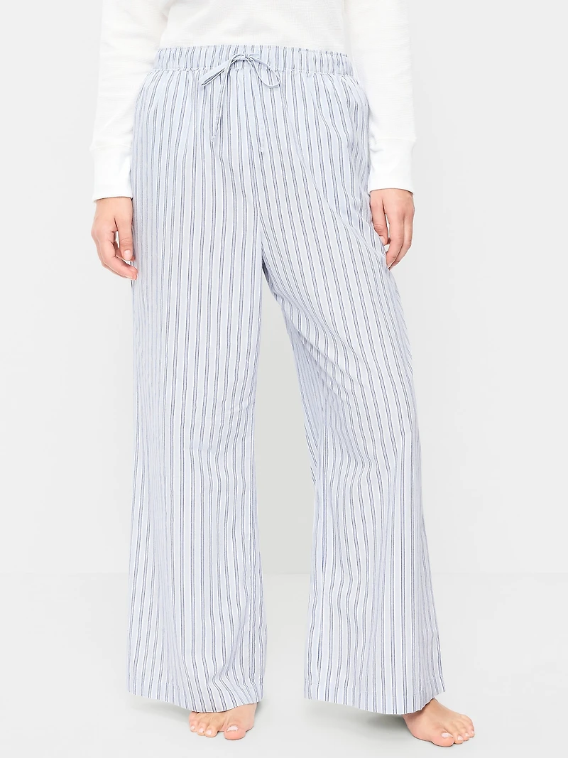 Poplin Wide-Leg Pajama Pants