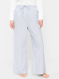Poplin Wide-Leg Pajama Pants