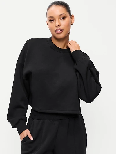 Bounce Fleece Crew-Neck Cropped Top