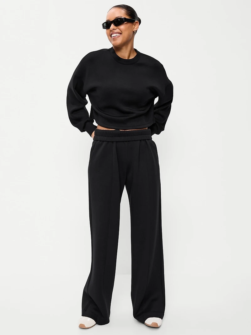 Bounce Fleece Crew-Neck Cropped Top