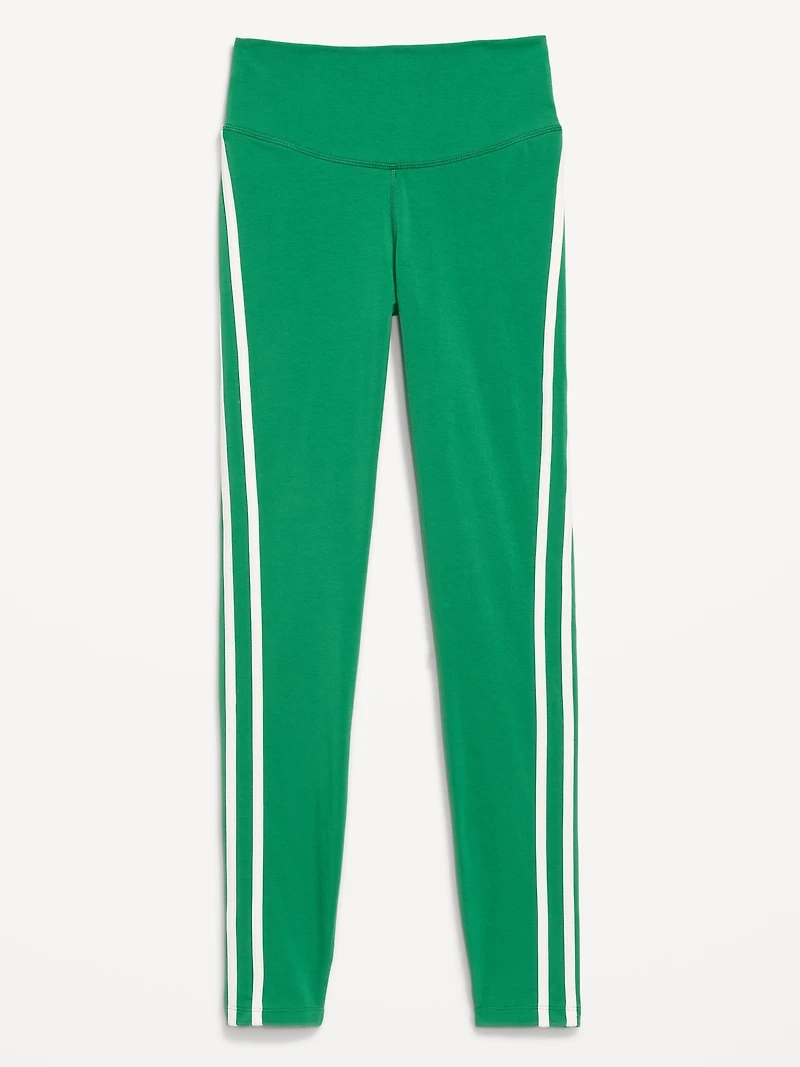 High-Waisted PowerChill Side-Striped 7/8 Cotton Leggings
