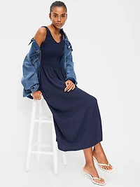 Fit & Flare Lightweight Smocked-Bodice Midi Dress