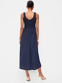 Fit & Flare Lightweight Smocked-Bodice Midi Dress