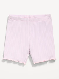 Rib-Knit Lettuce-Edge Biker Shorts for Toddler Girls