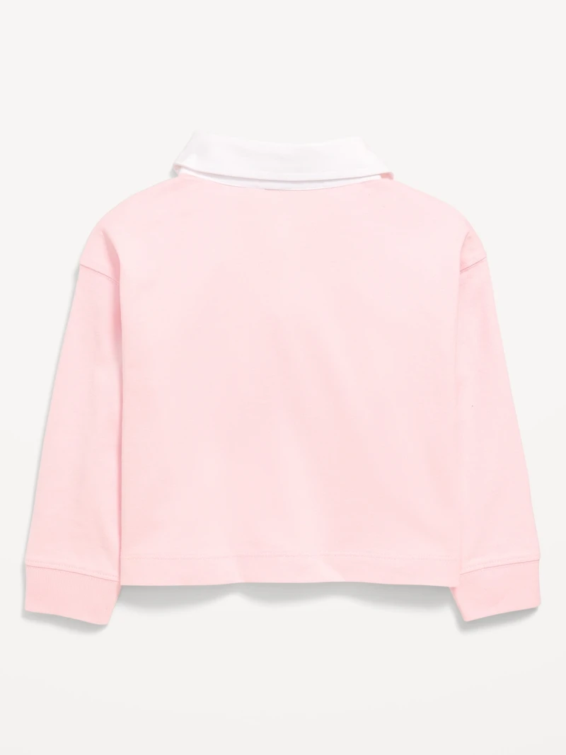 Long-Sleeve Cropped Polo Shirt for Toddler Girls