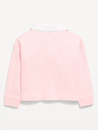 Long-Sleeve Cropped Polo Shirt for Toddler Girls
