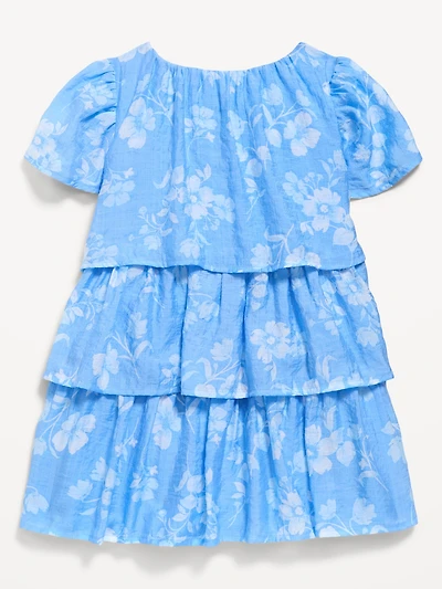 Short-Sleeve Tiered Swing Dress for Toddler Girls