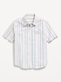 Short-Sleeve Striped Pocket Oxford Shirt for Boys