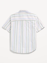 Short-Sleeve Striped Pocket Oxford Shirt for Boys