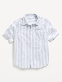 Short-Sleeve Striped Pocket Oxford Shirt for Boys
