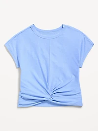 CloudMotion Short-Sleeve Front-Knot T-Shirt for Girls