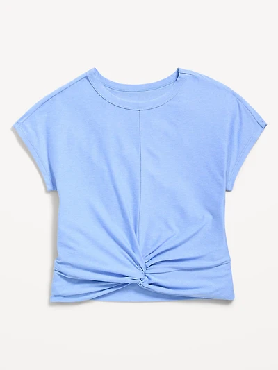 CloudMotion Short-Sleeve Front-Knot T-Shirt for Girls