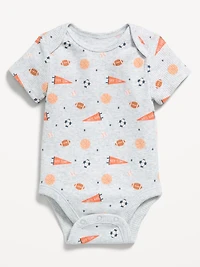 Printed Short-Sleeve Ribbed Unisex Bodysuit for Baby