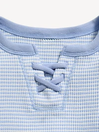 Fitted Lace-Front Waffle-Knit Top for Girls