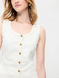 Sleeveless Longline Denim Vest