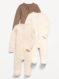 Ribbed 2-Way-Zip Sleep & Play Footed One-Piece 3-Pack for Baby