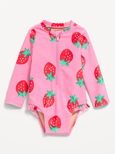 Long-Sleeve Rashguard Swim One-Piece for Baby