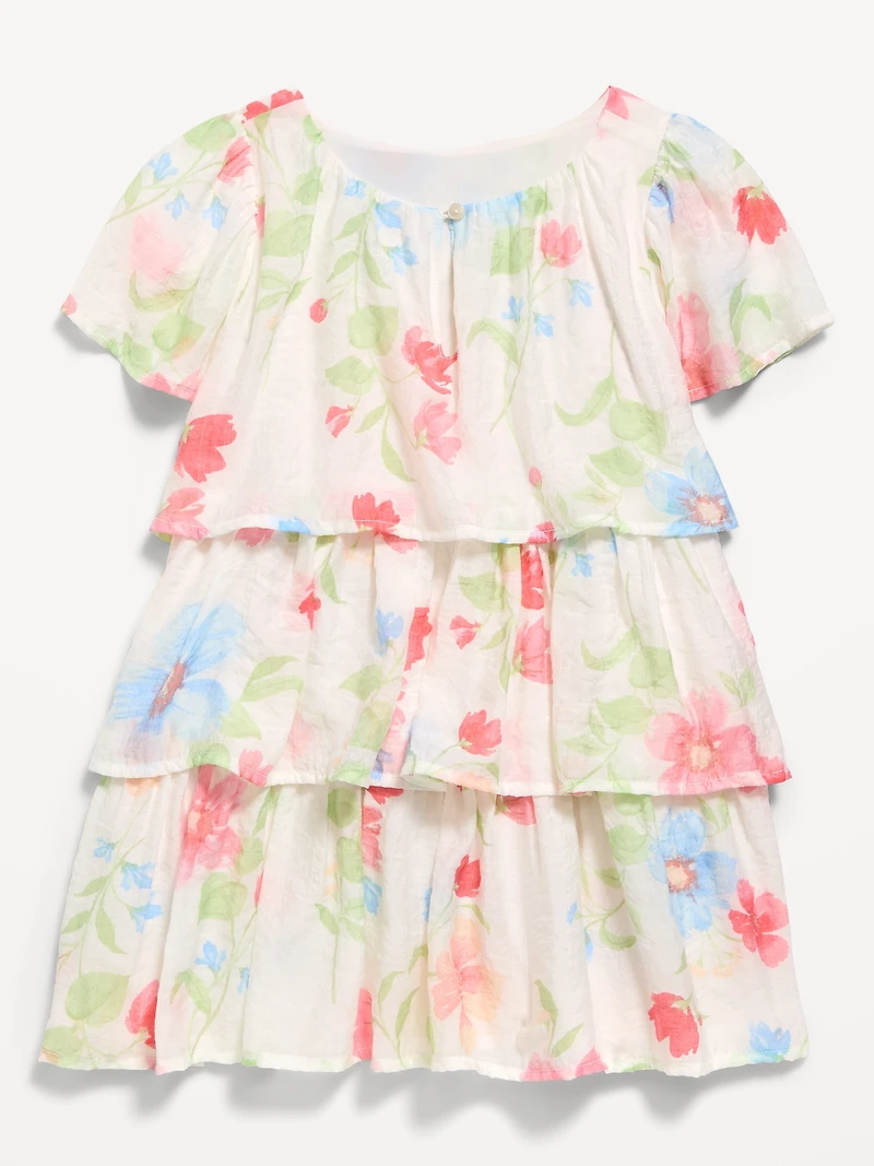 Short-Sleeve Tiered Swing Dress for Toddler Girls