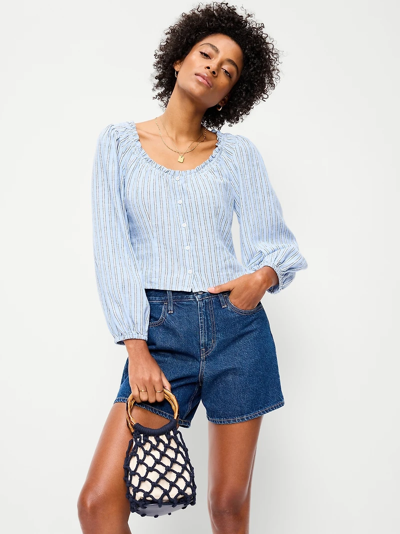 Long-Sleeve Button-Down Top