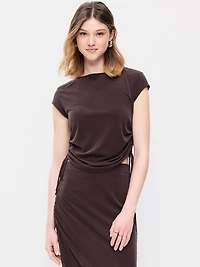 Cap-Sleeve Shirred Side Top