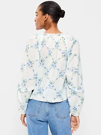 Long-Sleeve Ruffle Trim Top