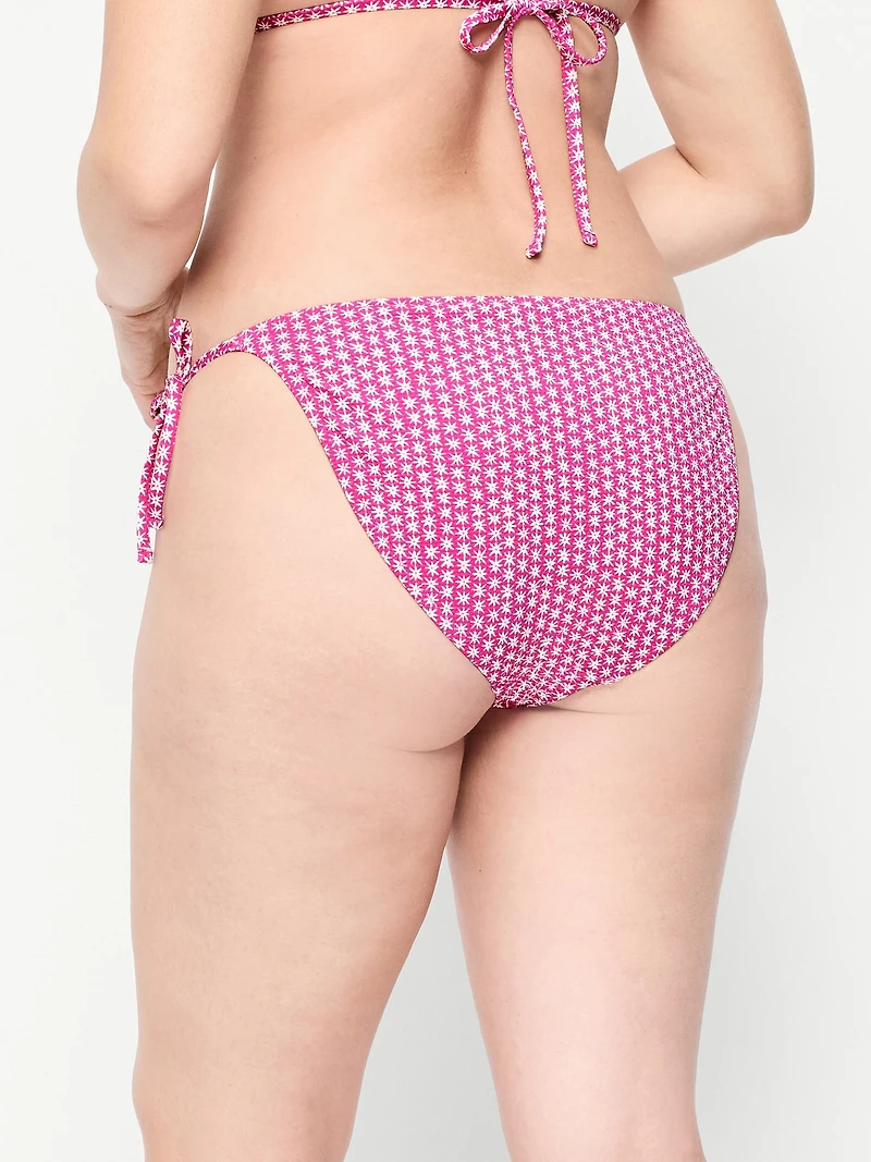 Pique String Bikini Swim Bottoms