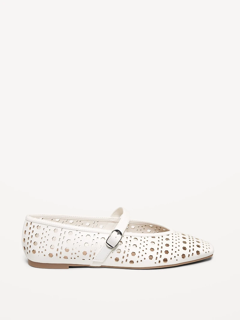 Perforated Mary Jane Ballet Flats for Women