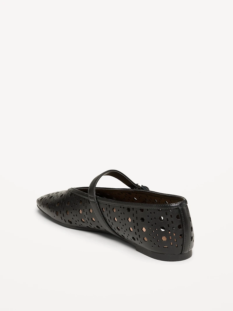 Perforated Mary Jane Ballet Flats for Women