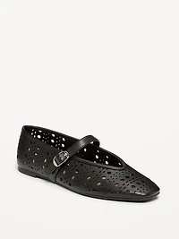 Perforated Mary Jane Ballet Flats for Women