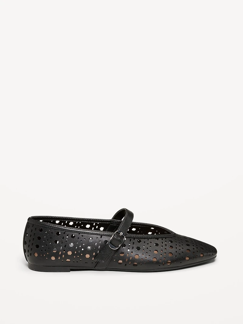 Perforated Mary Jane Ballet Flats for Women