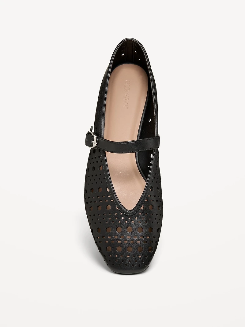 Perforated Mary Jane Ballet Flats for Women