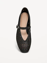 Perforated Mary Jane Ballet Flats for Women