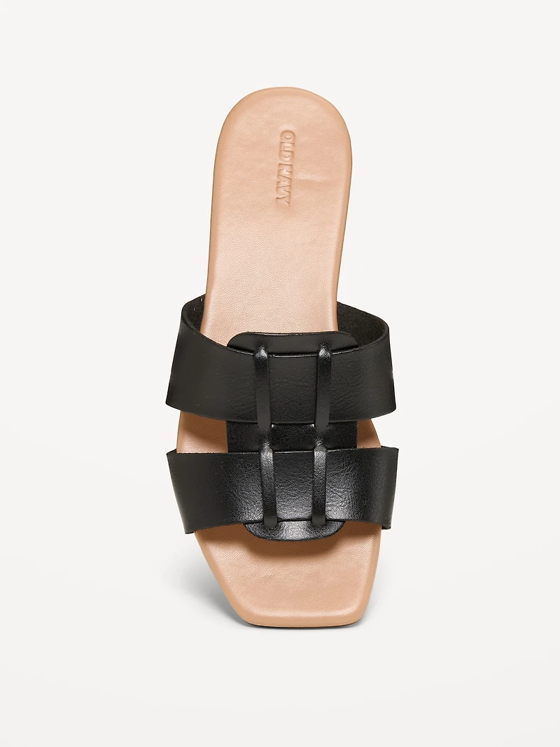 Faux-Leather Slide Sandals
