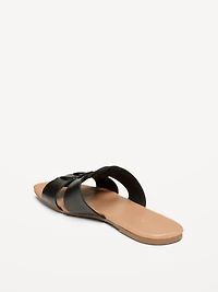 Faux-Leather Slide Sandals
