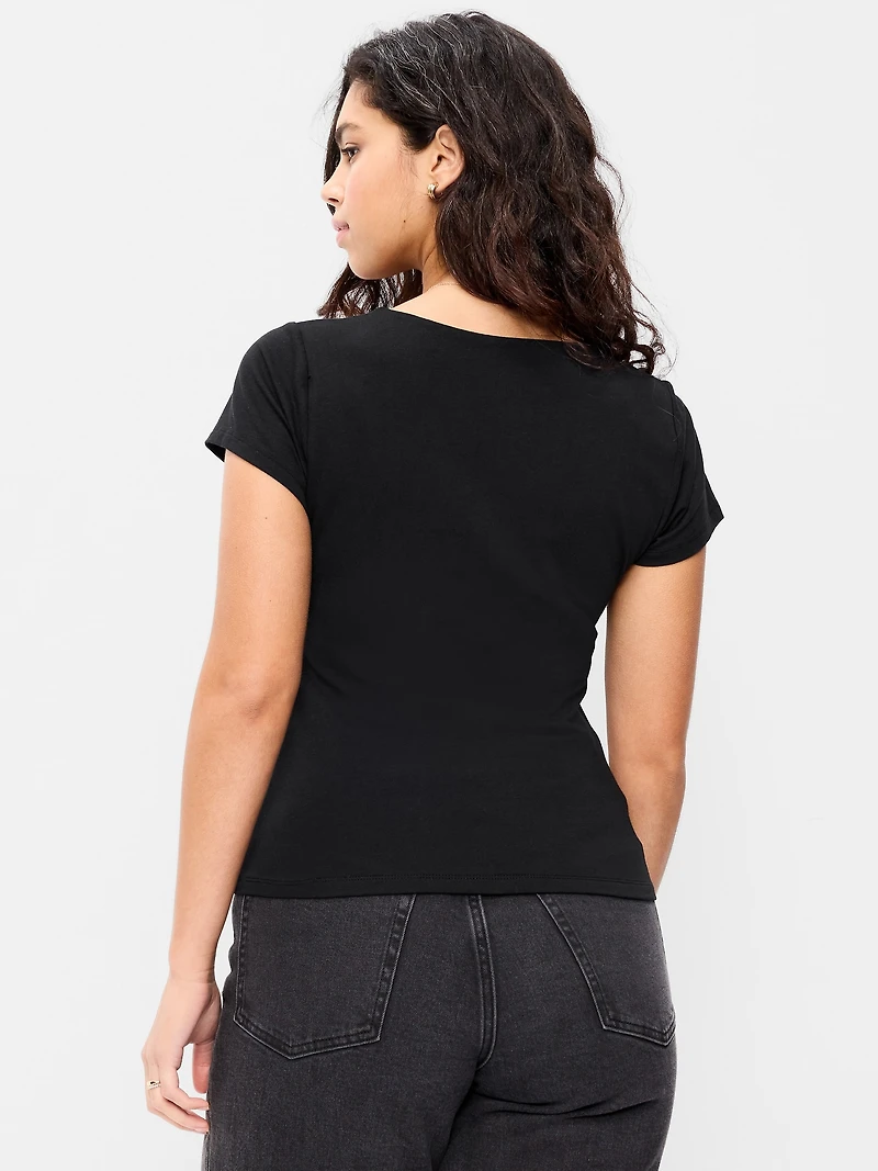 Hug Double-Layer Scoop-Neck Top