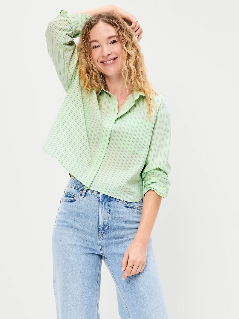 Cropped Button-Down Shirt