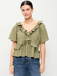 Ruffle Tie-Front Top