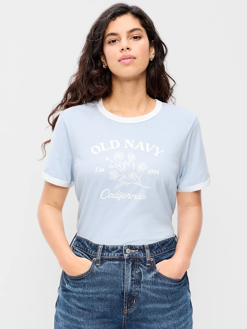 EveryWear Crew-Neck Logo-Graphic Ringer T-Shirt