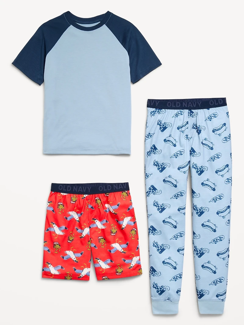 3-Piece Jersey-Knit Pajama Set for Boys