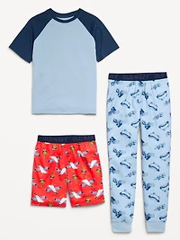 3-Piece Jersey-Knit Pajama Set for Boys
