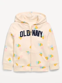 Printed Logo-Graphic Zip Hoodie for Toddler Girls