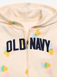 Printed Logo-Graphic Zip Hoodie for Toddler Girls