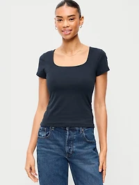 Hug Double-Layer Scoop-Neck Top