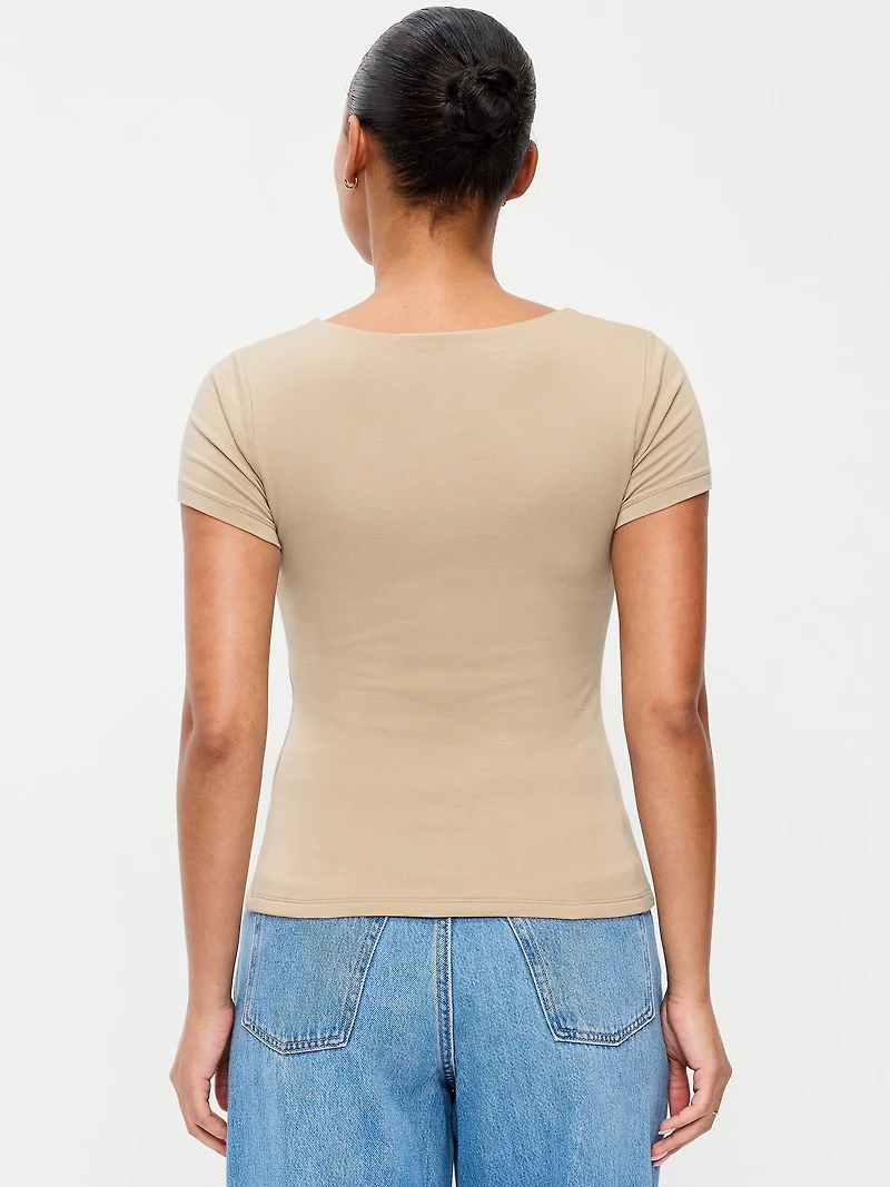Hug Double-Layer Scoop-Neck Top